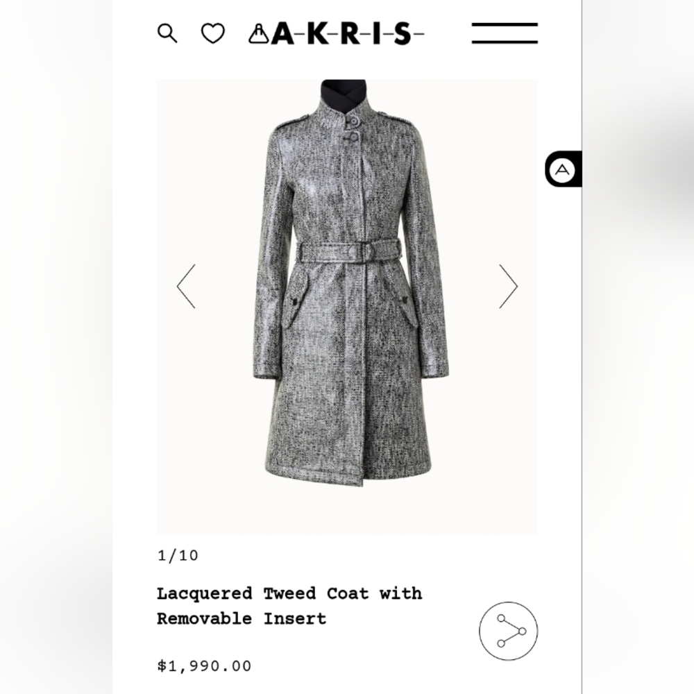 Akris Punto Lacquered Tweed Coat with Removable Insert
